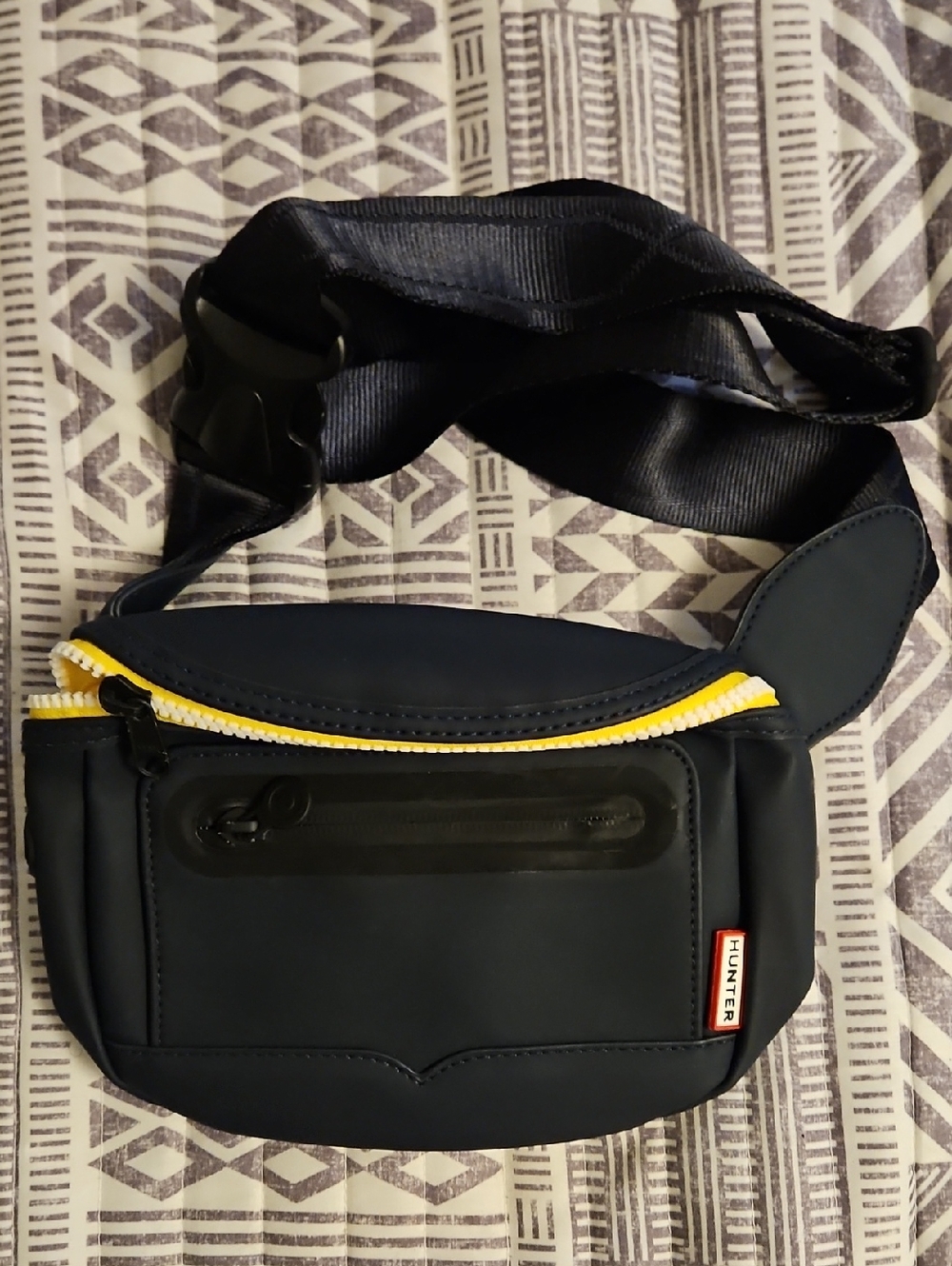 Hunter Navy Belt Bag with Yellow Zipper